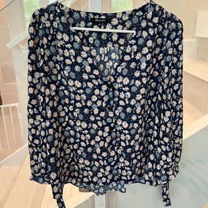 Madewell Tie-Sleeve Button-Down Top in French Floral